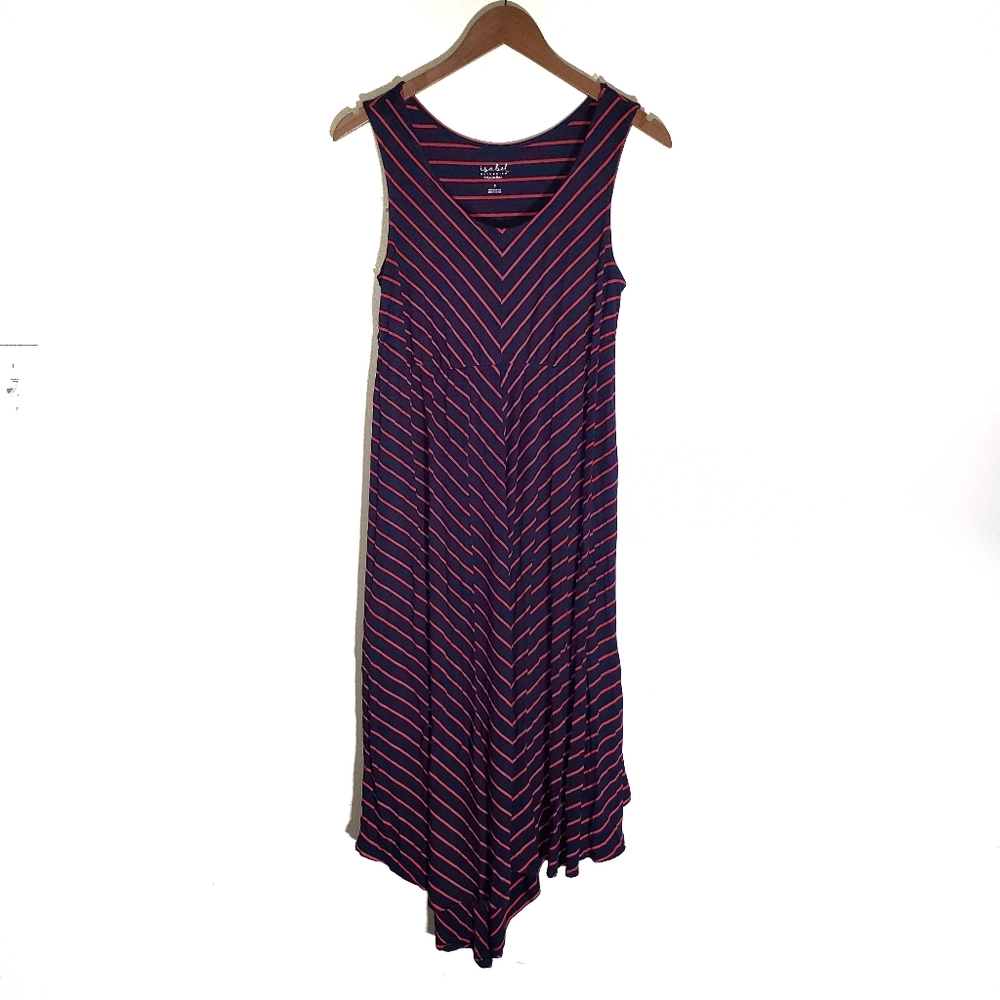 Isabel Maternity Navy and Pink Striped Dress